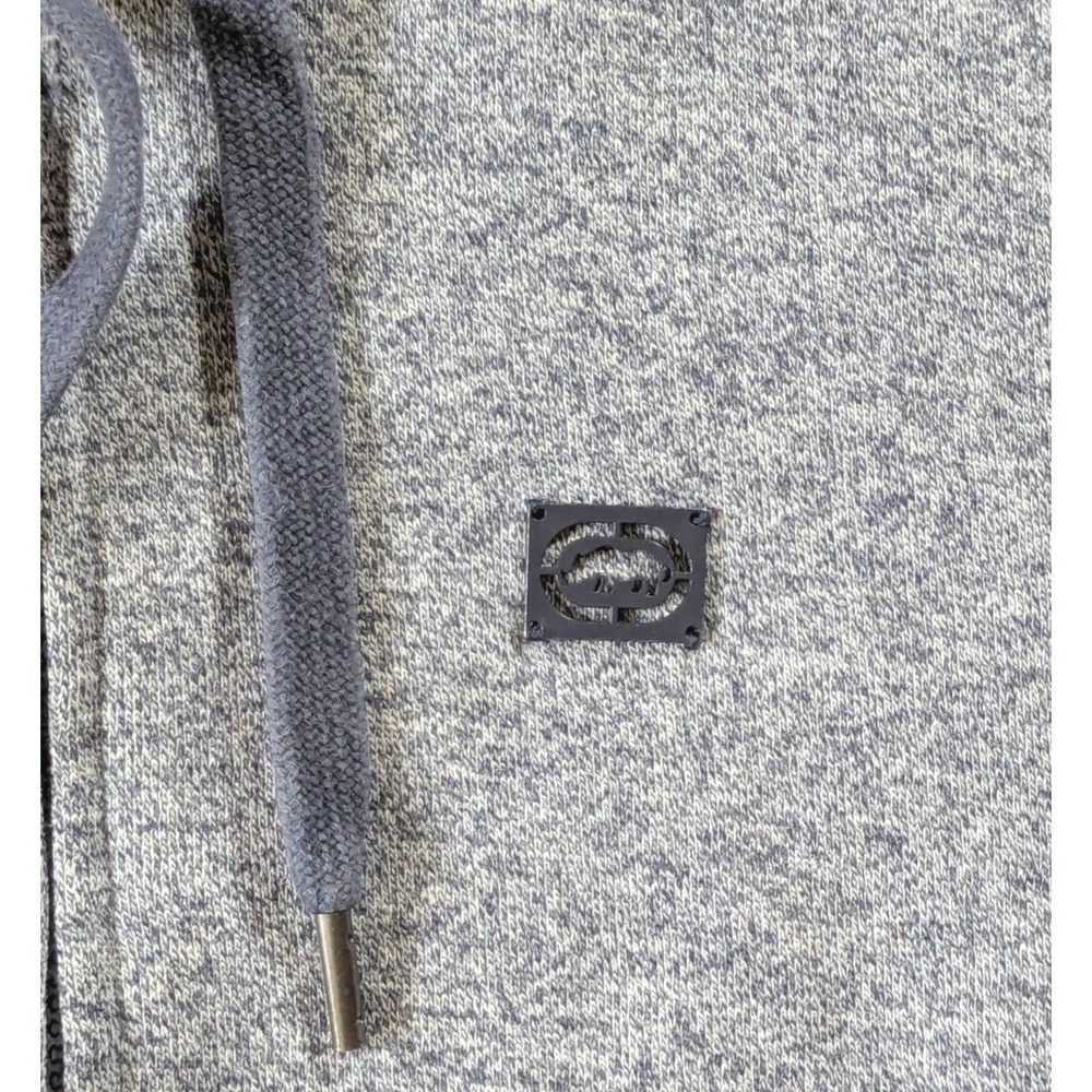 Ecko Unltd Full Zip Hoodie Mens Medium Grey Marl Fleece Rhino Logo Sweatshirt - Picture 3 of 8